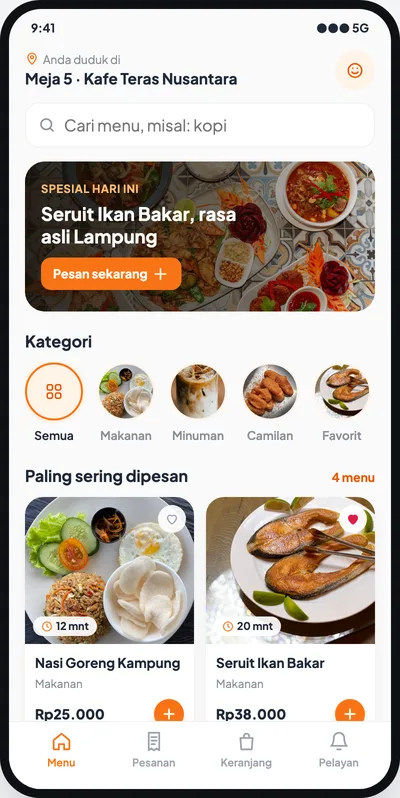 Menu digital IMS Order di HP pelanggan